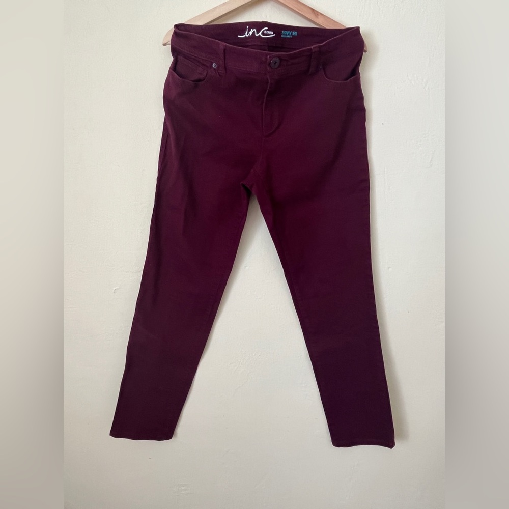 INC INTERNATIONAL CONCEPTS Burgundy Skinny Pants